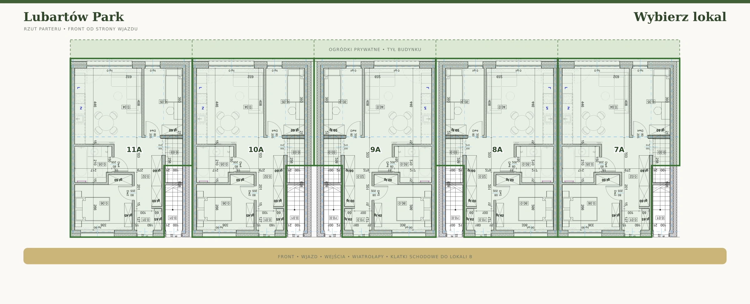 Rzut parteru, lokale 7–11